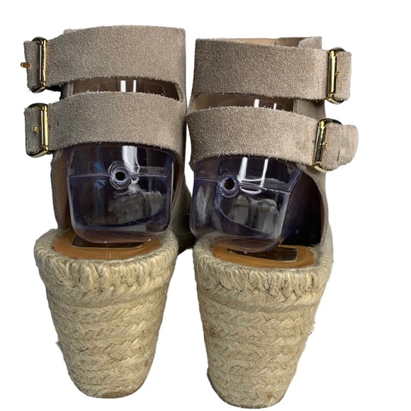 KANNA Women's Sz 39 / 8 Beige Brown Suede Ankle Strap Wedge Espadrille Sandals - Picture 5 of 15